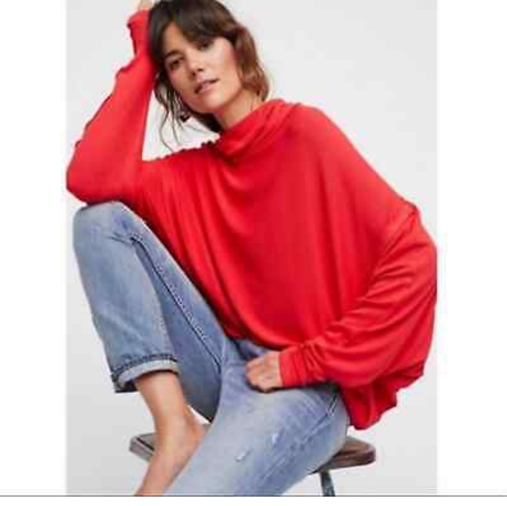 Free People Red Draped Top